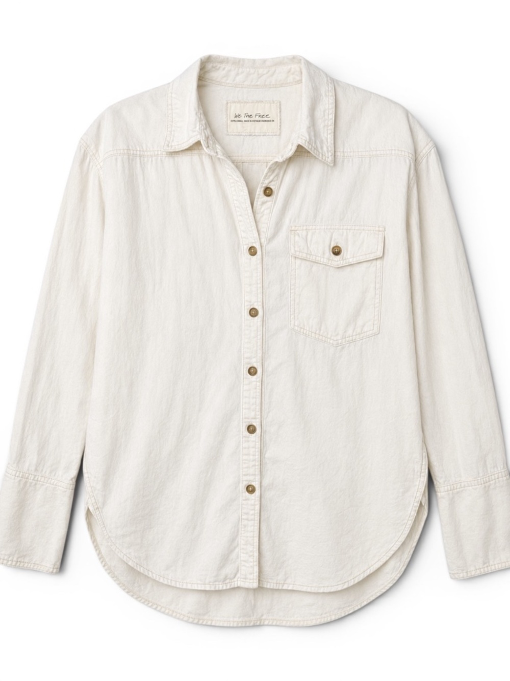 Free People We The Free Manchester Button Down Shirt White XS 100% Cotton
